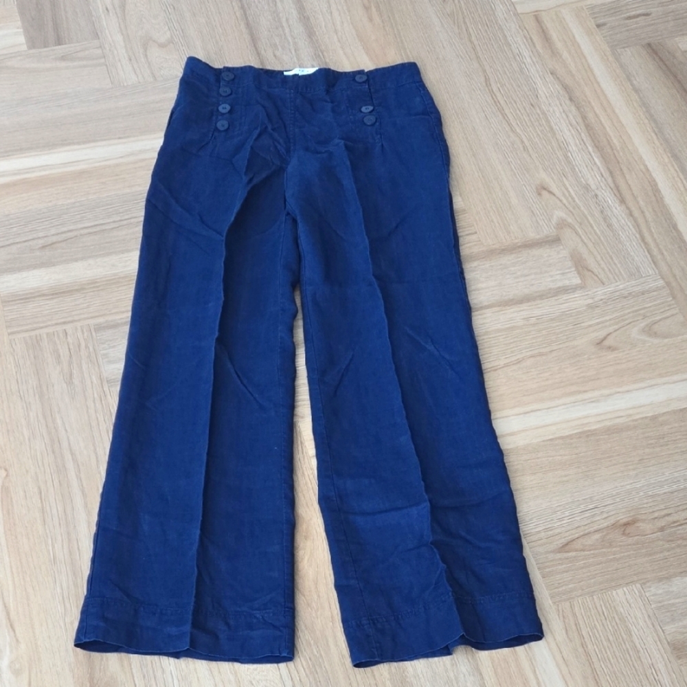 Max Studio Navy Wide Leg Sailor Pants